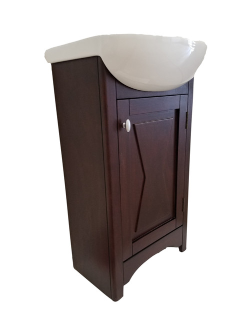 New kokols vanity set Lorixon 18 Wide Small Bathroom Cabinet Vanity Ceramic White Sink Dark Walnut Shaker Door Design Product