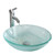 Natural Modern Frosted Tempered Glass Vessel Bowl Sink with Standard Pop Up Drain and metal Ring in Chrome Finish