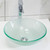 Natural Modern Frosted Tempered Glass Vessel Bowl Sink with Standard Pop Up Drain and metal Ring in Chrome Finish