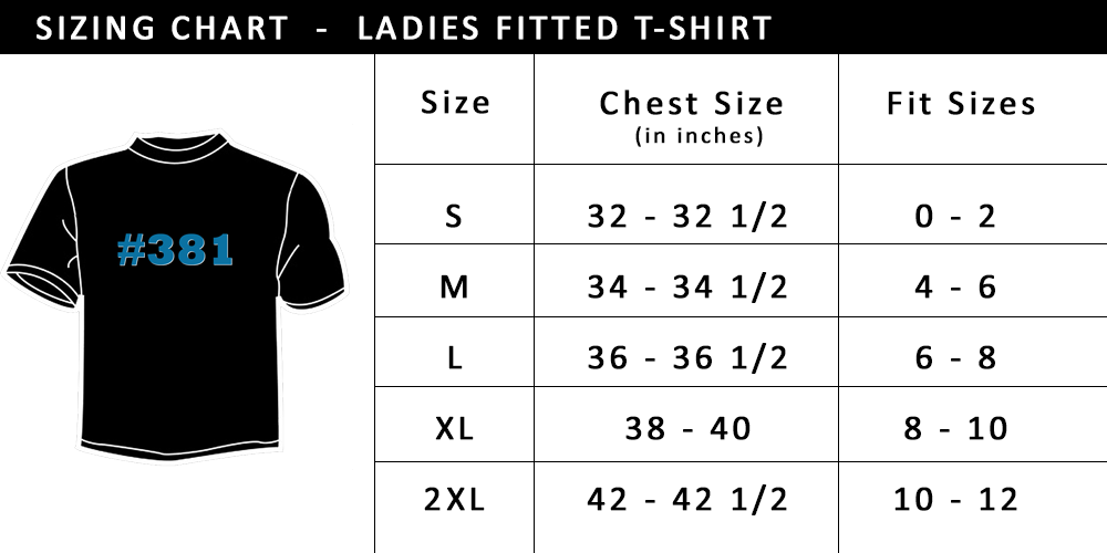 #381 Ladies Fitted Size Chart