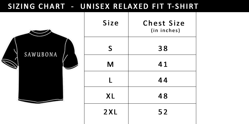 Sawubona Unisex Relaxed Fit Size Chart