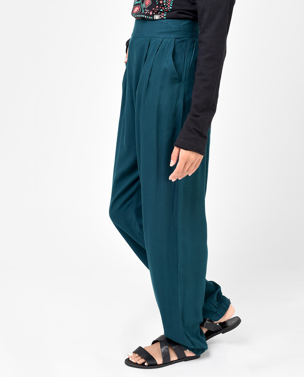 Loose-Fitting Trousers With Elastic Waistband Blue | Parfois