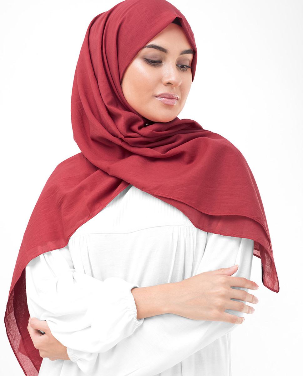 red voile scarf