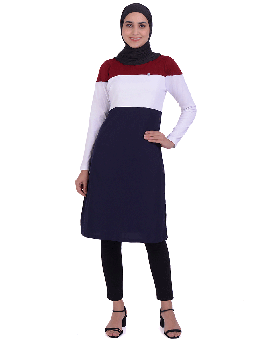 Navy Jersey Colour Block T-Shirt Dress - India