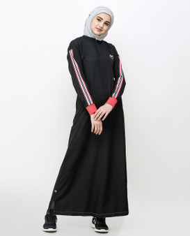 Midnight Black Striped Sleeve Jilbab