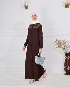 Coffee Brown Embroidered Abaya