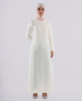 Rayon Full Sleeve Slip Dress - White