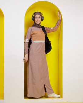 Light Brown Striper Sleeves Jilbab