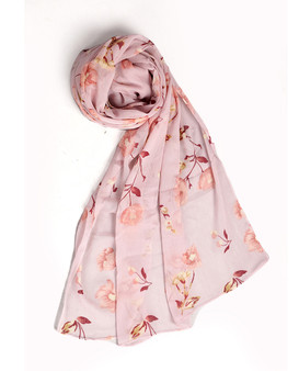 Soft Peach Floral Chiffon Hijab