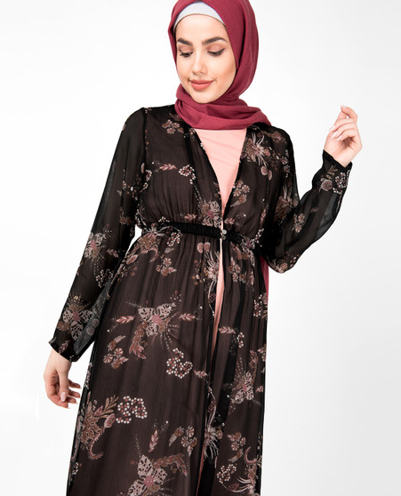 Black Floral Sheer Outerwear