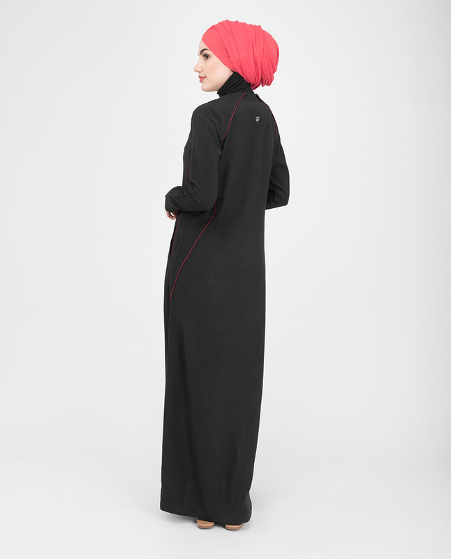 Side pockets black jilbab abaya