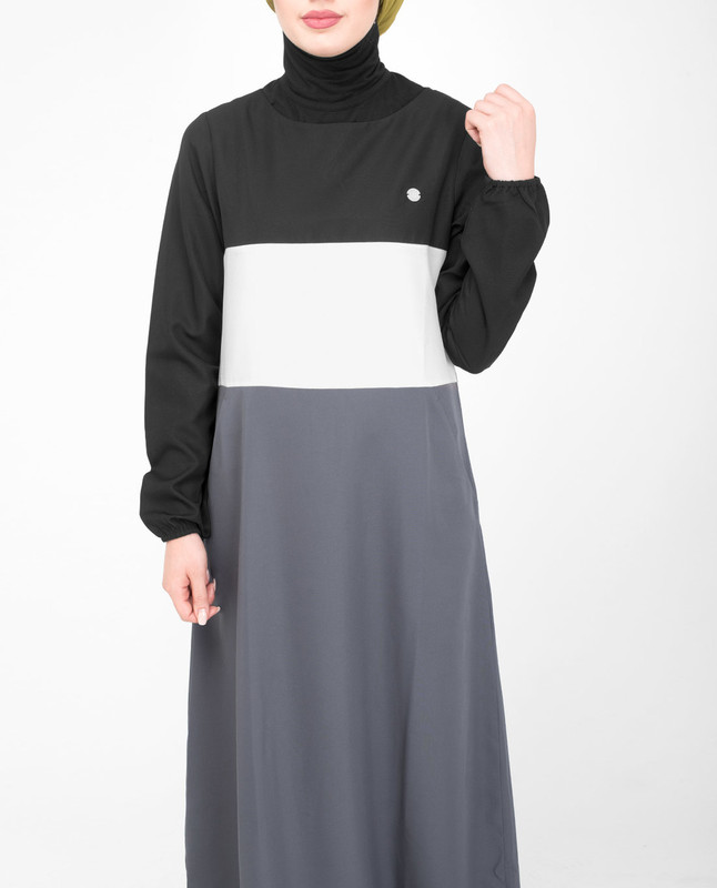 side pockets grey abaya jilbab