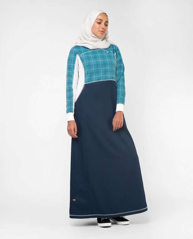 Blue Checked Print Jilbab