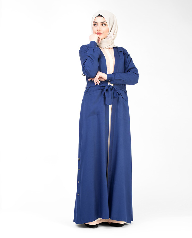 Blue Full Length Viscose Outerwear