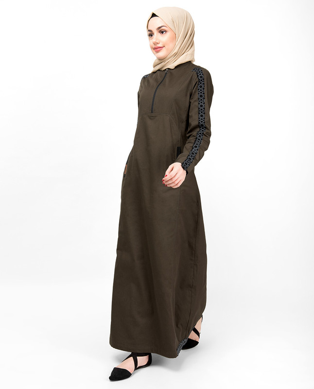 Military Green Geo Print Abaya