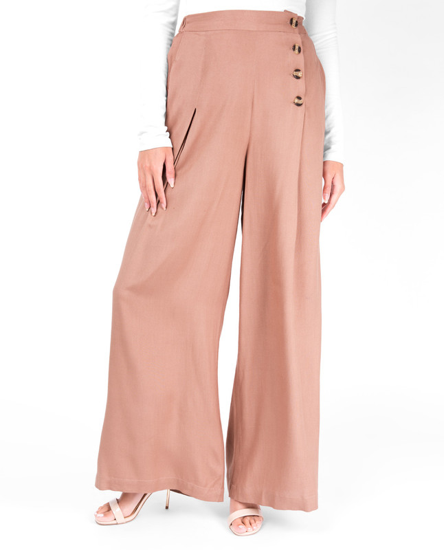 Twin Pleats Ultra Wide Palazzo Pants Trousers in Solid Camel –  pinupgirlclothing.com