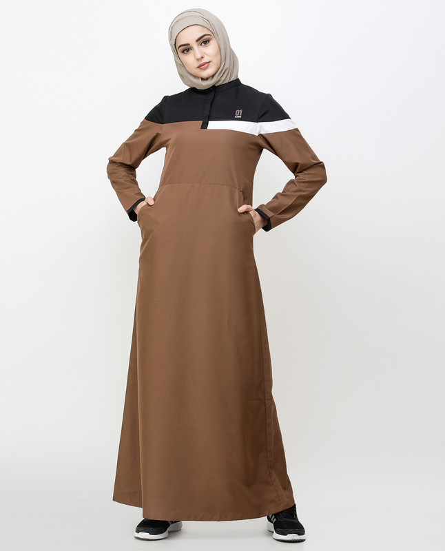 Brown Patina Kangaroo Pocket Jilbab