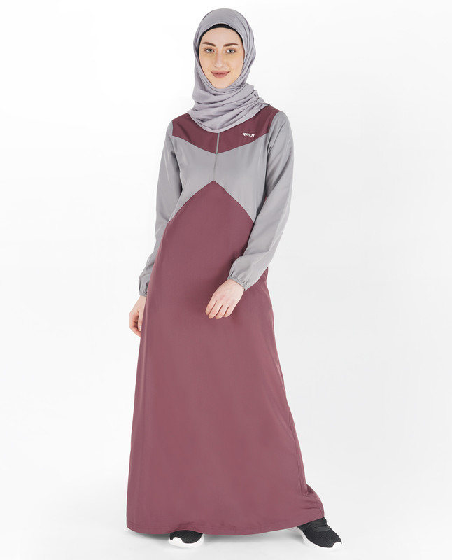 Zinfandel Red & Grey Elastic Sleeve Jilbab