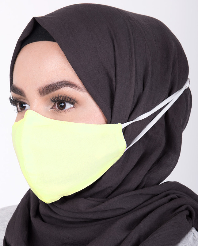 Tendor Yellow Hijab Friendly Button Fabric Mask