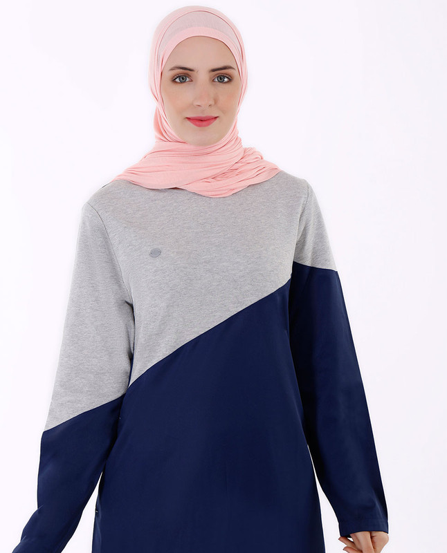 Contrast Grey Jersey Panel Jilbab