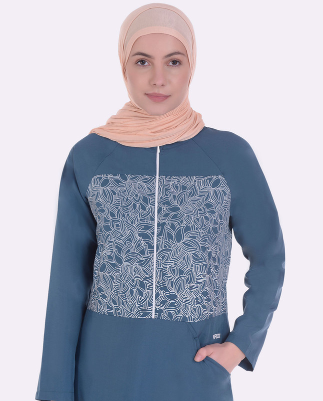 Geo Print Teal Jilbab