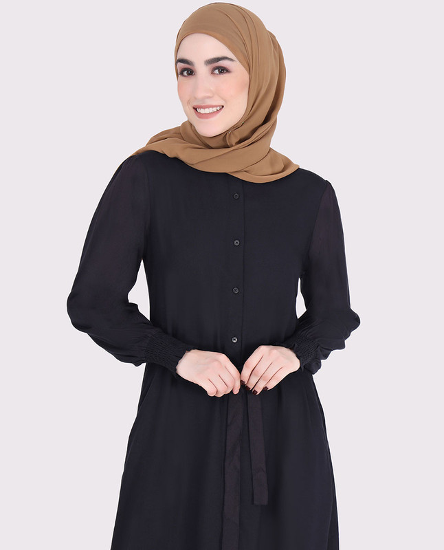 Smart Look Black Belted Jilbab