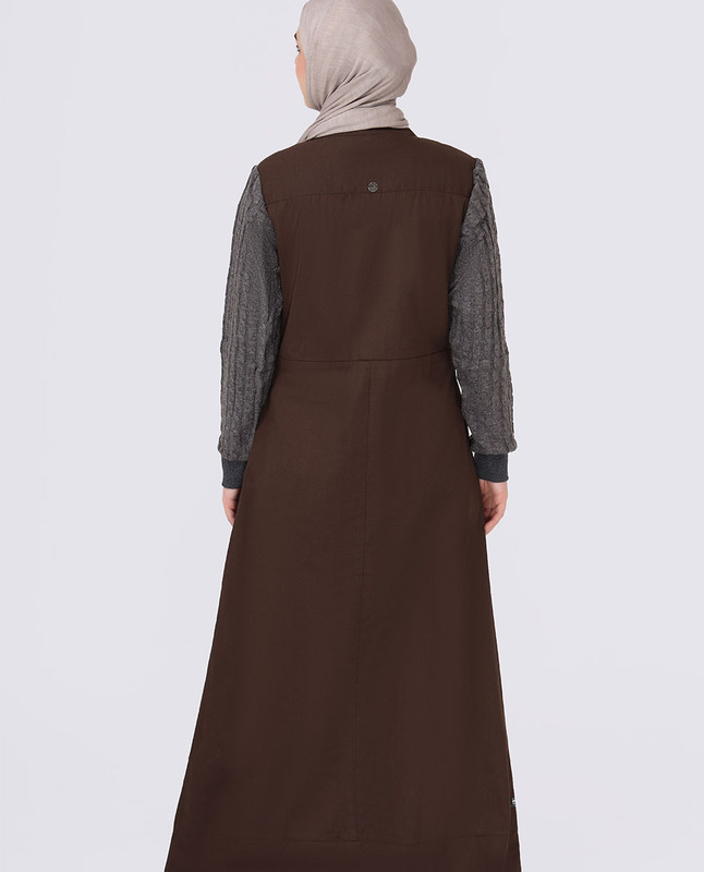 Brown Denim & Cable Knit Jilbab