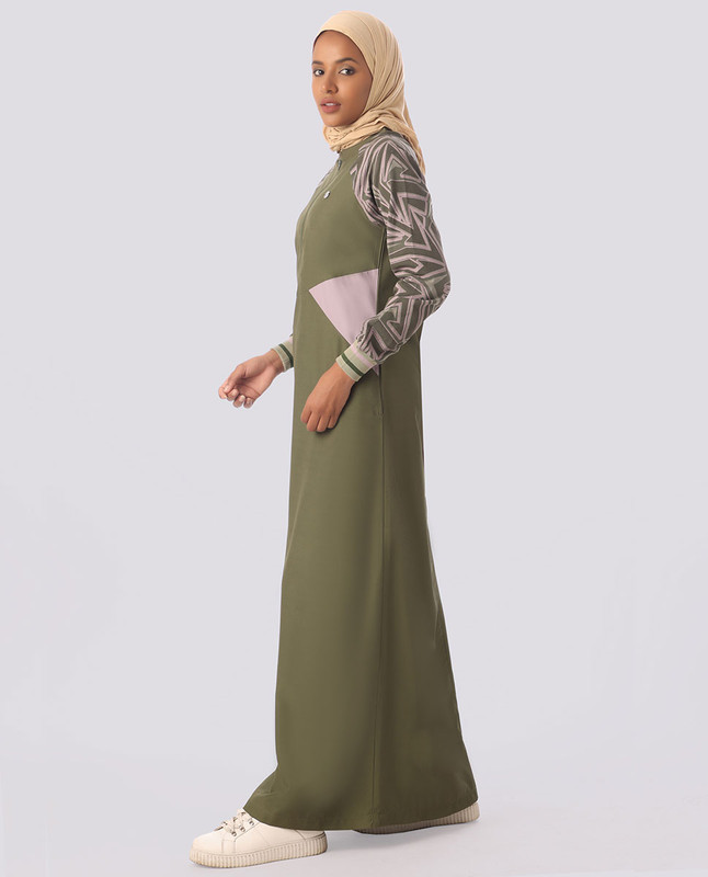 Ripe Olive Raised Collar Jilbab