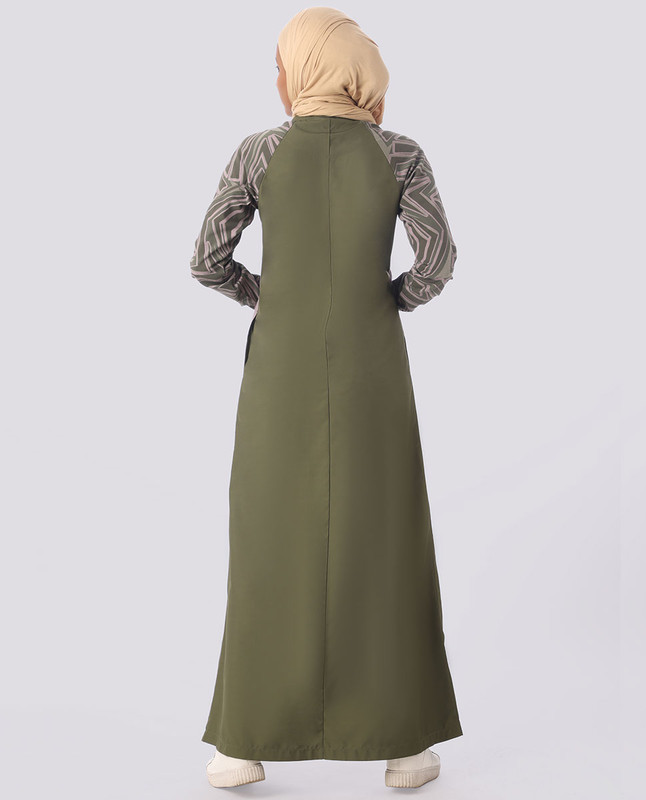 Ripe Olive Raised Collar Jilbab