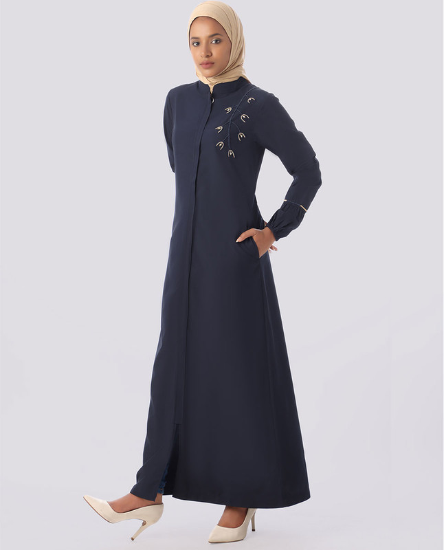 Navy Peony Exquisite Embellishment Jilbab