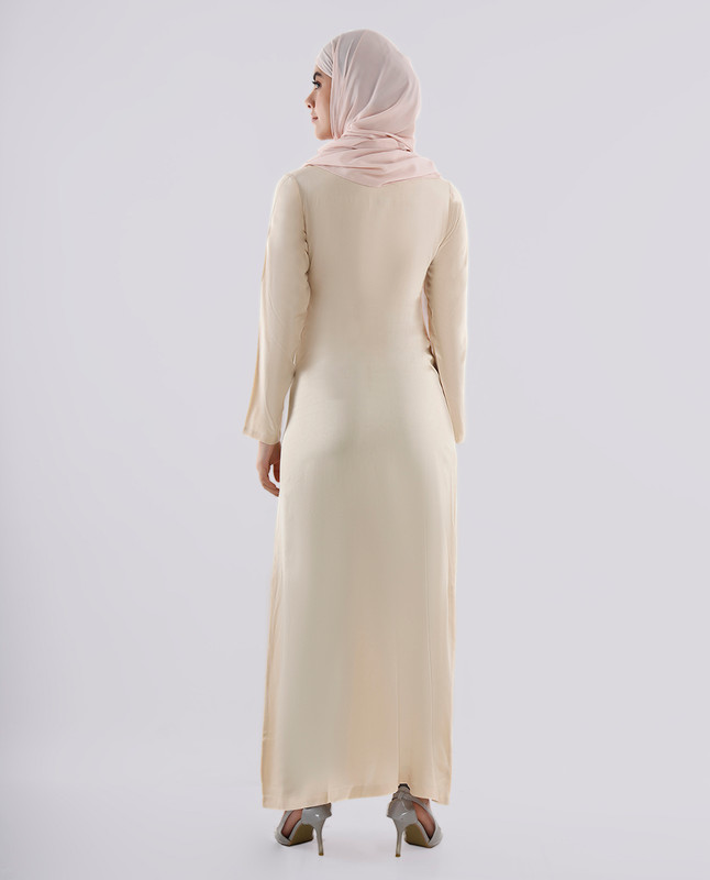 Rayon Full Sleeve Slip Dress - Beige
