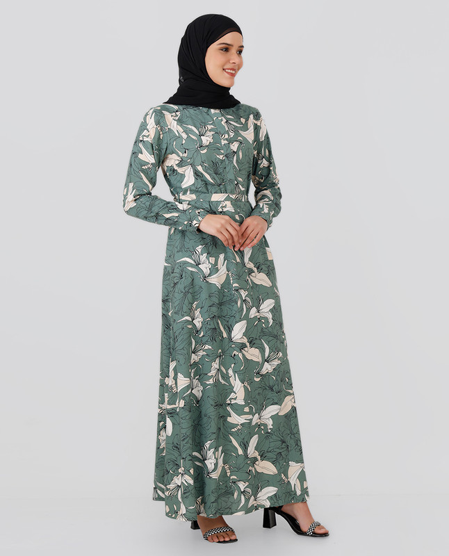 Sage Green Belted Abaya