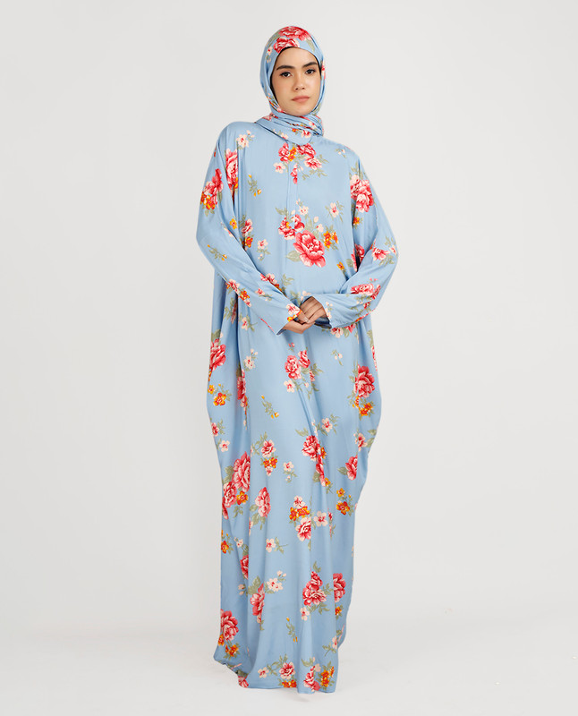 Premium Rayon Printed Light Blue Prayer Dress