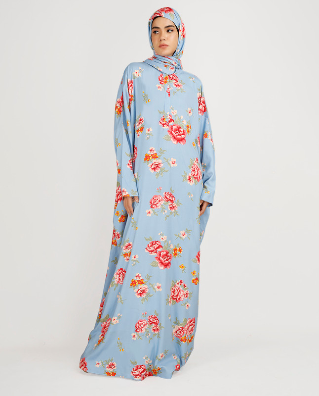 Premium Rayon Printed Light Blue Prayer Dress