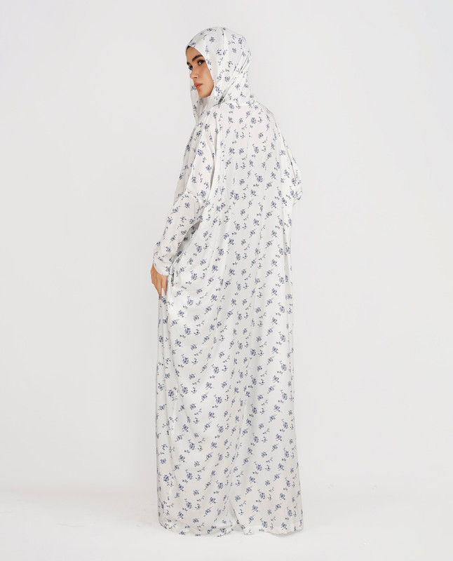 Premium Rayon Printed White Prayer Dress