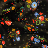 Multi Floral on Black Cotton Jersey