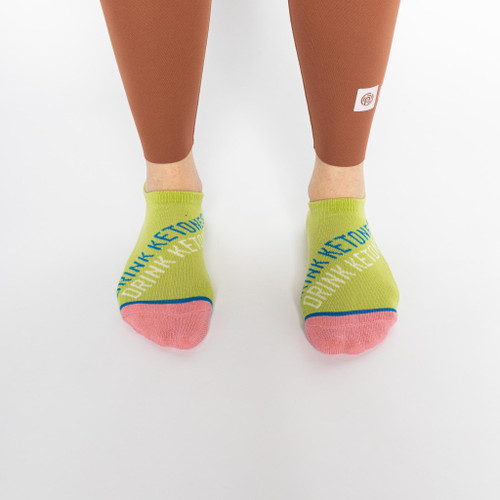 Drink Ketones Ankle Socks *lime green & pink *