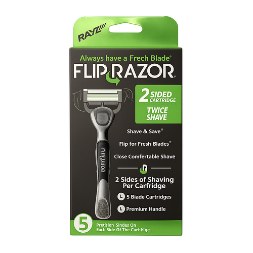 Flip Razor 5-Blade  Cartridges  (2 Sided for Twice the Shave)