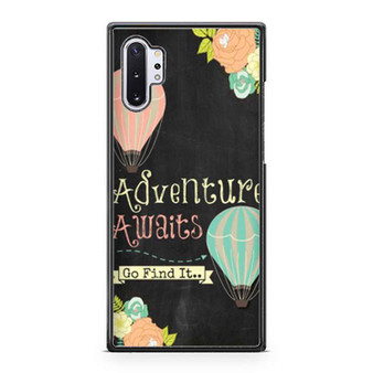 Adventure Awaits Go Find It Quote Chalkboard Hot Air Balloon Flower Chalk Travel Samsung Galaxy Note 10 / Note 10 Plus Case Cover