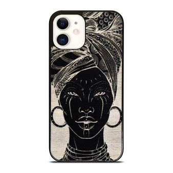 African Lady Face Illustration iPhone 12 Mini / 12 / 12 Pro / 12 Pro Max Case Cover