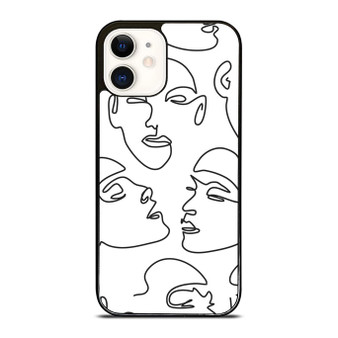 Abstract Minimal Face Line Art iPhone 12 Mini / 12 / 12 Pro / 12 Pro Max Case Cover