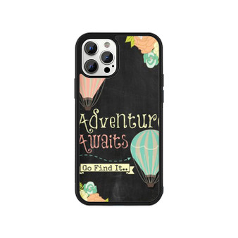 Adventure Awaits Go Find It Quote Chalkboard Hot Air Balloon Flower Chalk Travel iPhone 13 / 13 Mini / 13 Pro / 13 Pro Max Case Cover