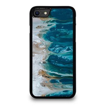 Abstract Art Blue Wall Art Coastal Landscape Giclee iPhone SE 2020 Case Cover