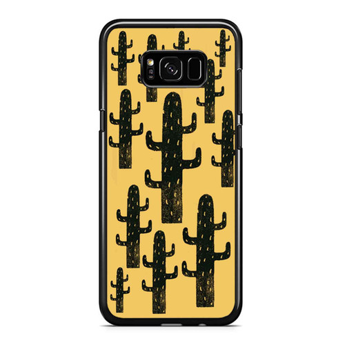 Linocut Cactus Pattern Printed Samsung Galaxy S8 / S8 Plus / Note 8 Case Cover