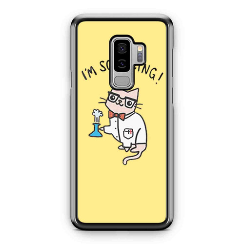 Science Cat Cute Nerdy Cat I'M Sciencing Yellow Samsung Galaxy S9 / S9 Plus Case Cover
