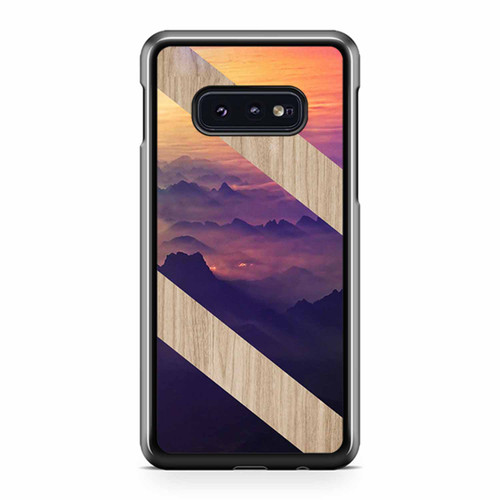 Mountain Sunset X Diagonal Striped Wood Design Samsung Galaxy S10 / S10 Plus / S10e Case Cover