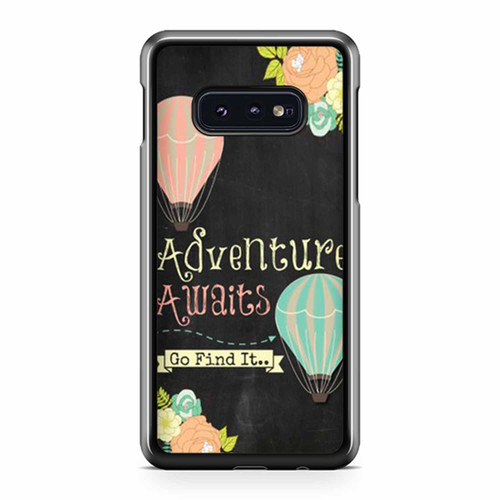 Adventure Awaits Go Find It Quote Chalkboard Hot Air Balloon Flower Chalk Travel Samsung Galaxy S10 / S10 Plus / S10e Case Cover