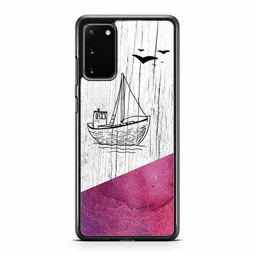 Pink Watercolor X Wooden Sailboat Samsung Galaxy S20 / S20 Fe / S20 Plus / S20 Ultra Case Cover