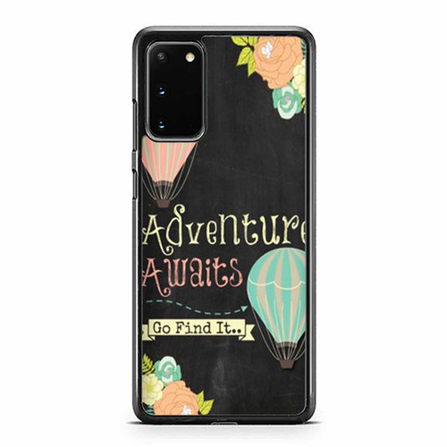 Adventure Awaits Go Find It Quote Chalkboard Hot Air Balloon Flower Chalk Travel Samsung Galaxy S20 / S20 Fe / S20 Plus / S20 Ultra Case Cover