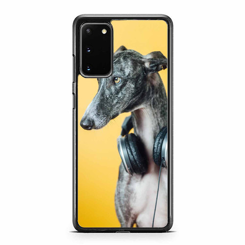 A Greyhound With Headset On Orange Background Samsung Galaxy S20 / S20 Fe / S20 Plus / S20 Ultra Case Cover